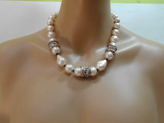 Alexis Bittar 'Miss Havisham' Rosegold / Pink Shell Pearl Necklace******NEW****