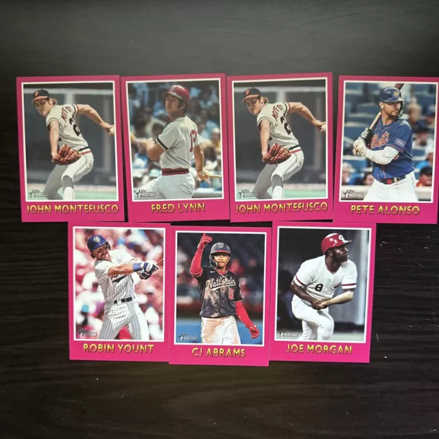 2024 TOPPS HERITAGE Pink Border SP 7 Card Lot, Alonso, Yount, Abrams