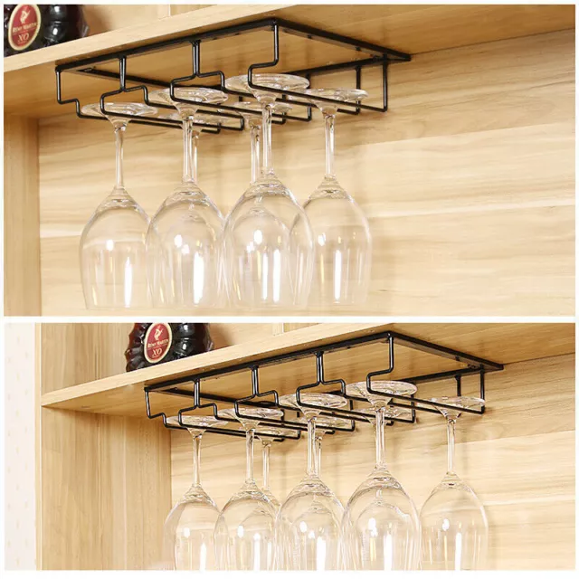 8/6/5/4/3 Slots Wine Glass Rack Holder Hanger Hanging Bar Storage Drying Rack AU 3