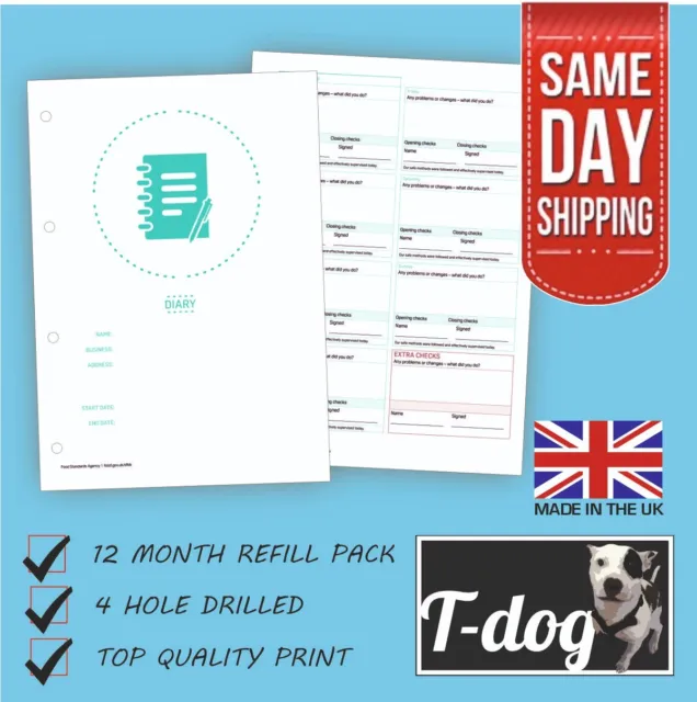 Safer Food Better Business Diary Refill Pack NEW STYLE