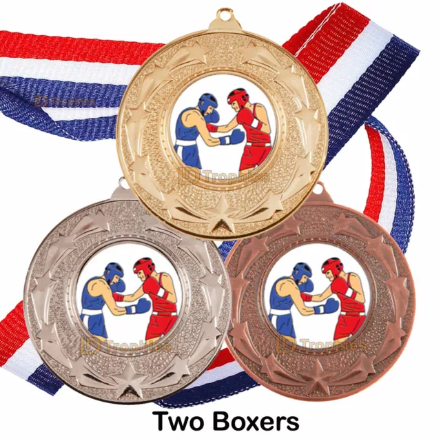 Boxing Medals & Ribbons, Boxing Glove Centre Medals, Boxing Packs 10, 25, 50