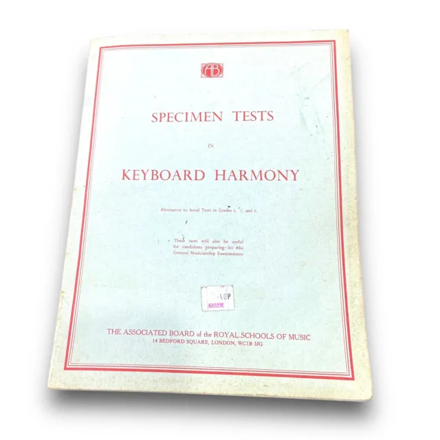 ABRSM Specimen Tests In Keyboard Harmony 1965 Edition Alternative to Aural Tests