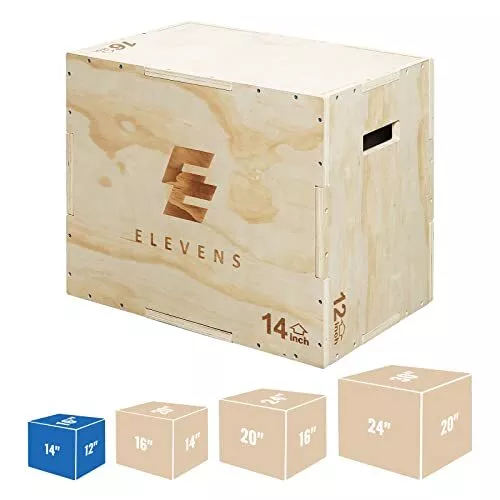 Elevens 3 in 1 Wooden Plyo Box Jump Box Plyometric Box for Jumping Trainer, S...