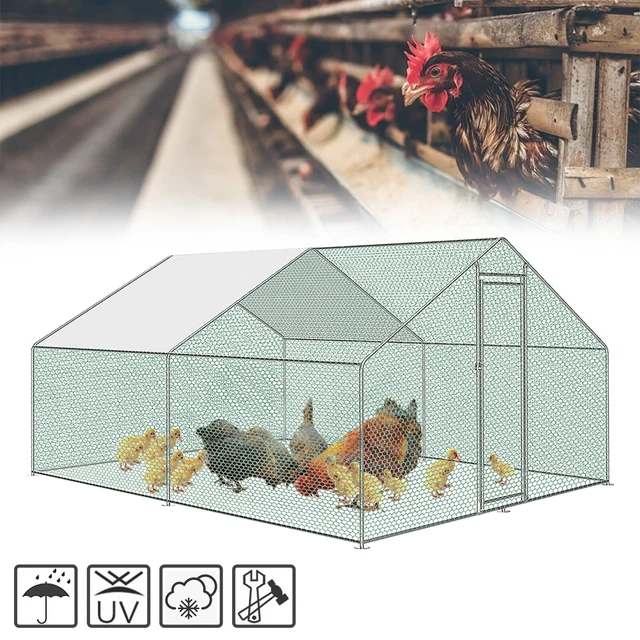 Hühnerstall 3x4x2m Freilaufgehege Mit Dach - Wetterfeste Voliere Für Hühner & Kaninchen