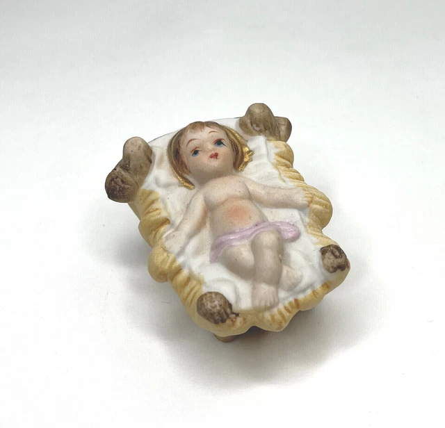 BABY JESUS MANGER Christmas Nativity Scene Figure Vintage Ceramic