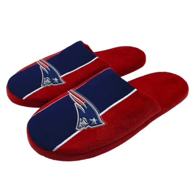 Pair of New England Patriots Big Logo Stripe Slide Slippers House shoes STP18