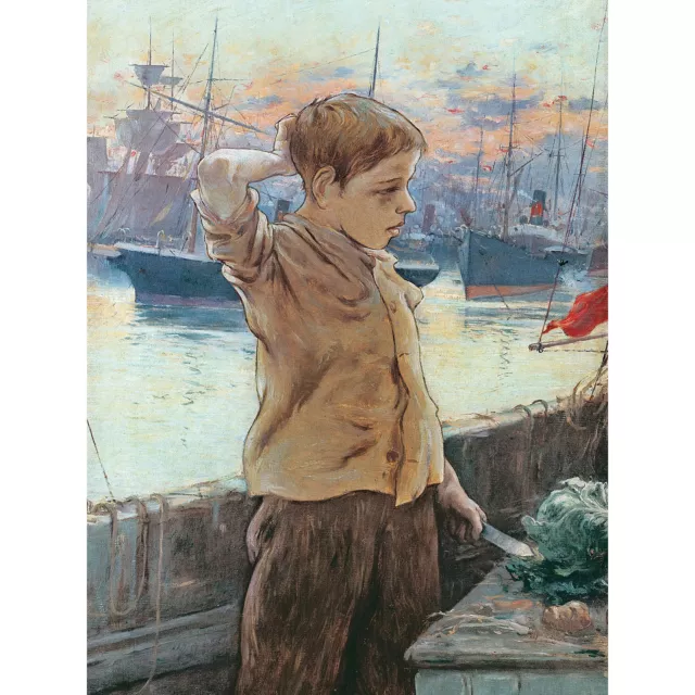 Adolfo Guiard Ships Boy Sea Sailing Painting Huge Wall Art Poster Print