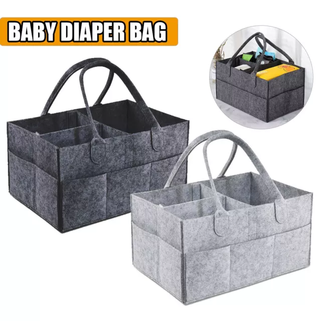 Felt Baby Diaper Caddy Organizer Large Capacity Portable Nursery Storage Bag UK