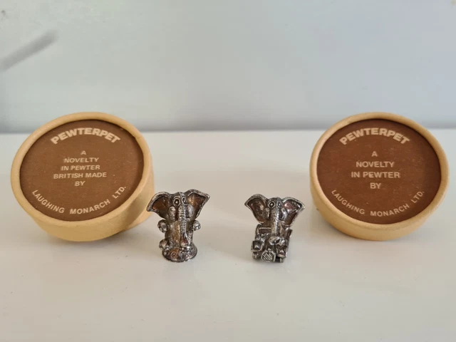 Pewterpet elephants ~ Boxed ~ Laughing Monarch Products Ltd.