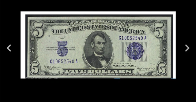 Fr. 1651 $5 1934A Silver Certificate. Very Choice Crisp Uncirculated. ==========