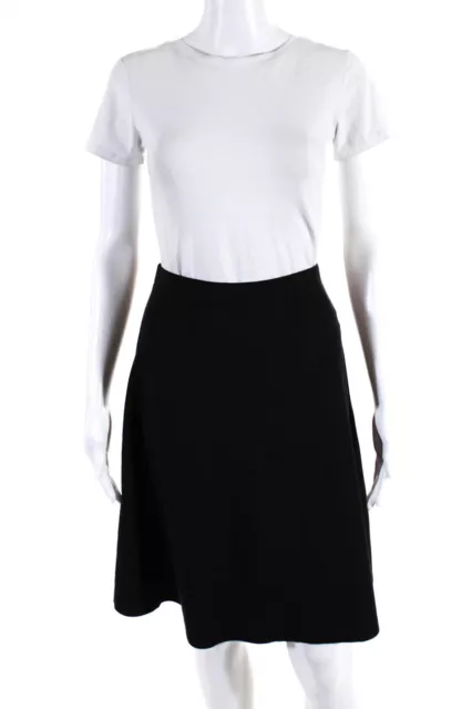 Three Dots Womens Elastic Waistband Knee Length A Line Skirt Black Size Small