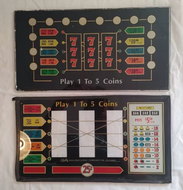 Lot Of 2 Vintage Bally Slot Machine Payout Glass Back Glass