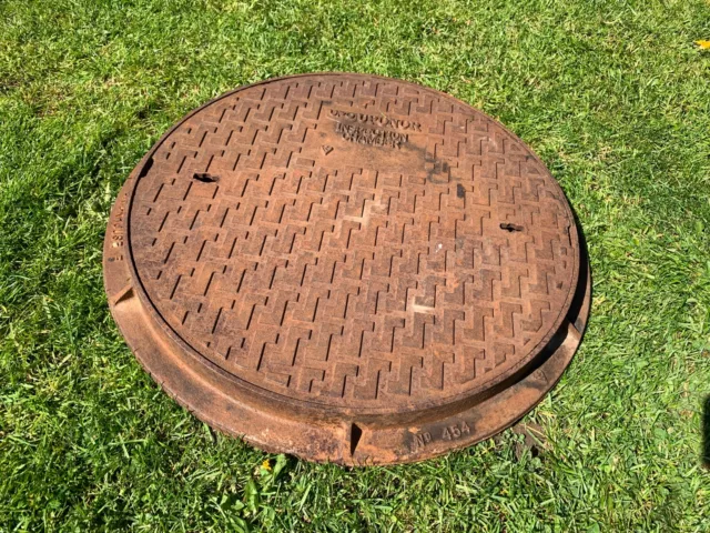 Reclaimed Round Cast Iron Manhole Drain Cover