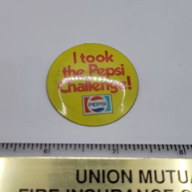 Vintage Pepsi - I took the Pepsi Challenge Tab Button Pin - Yellow w/ Red