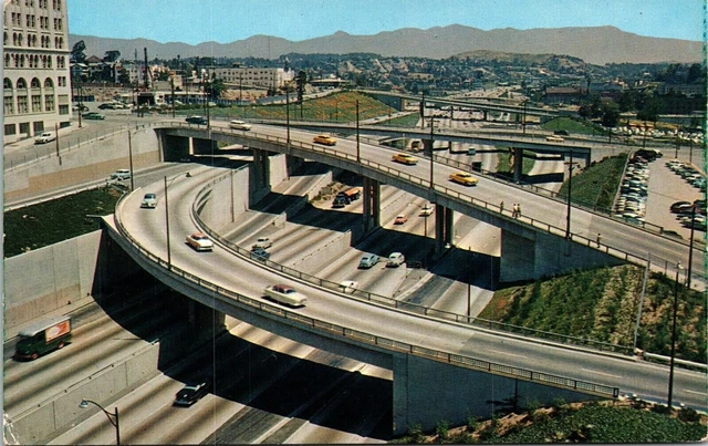 Harbor Freeway Los Angeles CA California VTG Postcard Aerial View UNP Unused