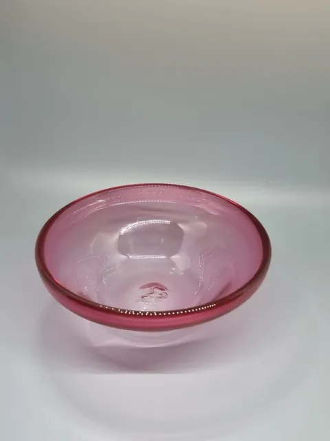 🌟Cranberry Pink Hand Blown Glass Bowl - diameter inches height 2.75 inches🌟