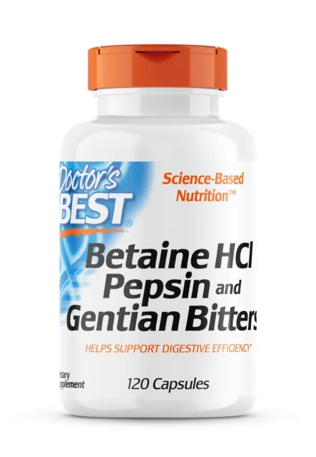 Doctor's Best Bétaïne Hci Pepsine & Gentiane Bitters 120 Capsules Santé