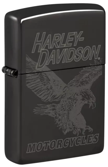 Zippo 48601, Harley Davidson Motorcycles Eagle Design, High Polish Black Lighter