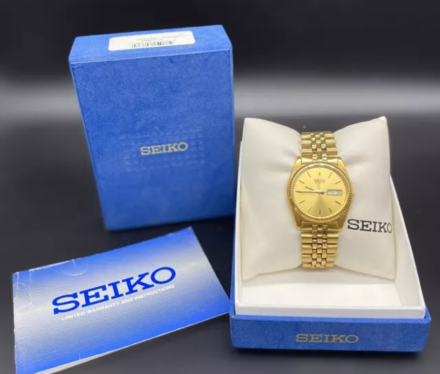 VINTAGE SEIKO 7N43-8111 Men's Day Date Gold Tone Quartz Watch W/ New Battery  £ - PicClick UK