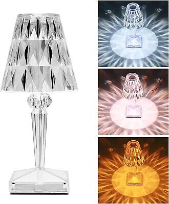 lampada da tavolo LED ricaricabile tipo cristallo poldina batteria touch diamon