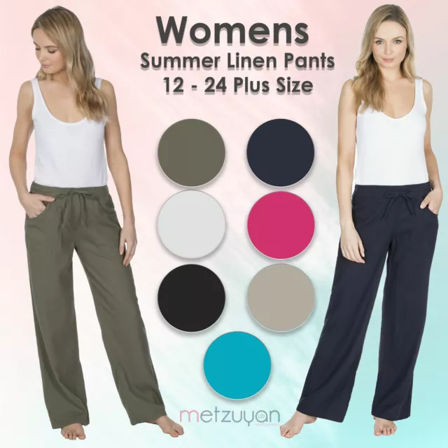 METZUYAN WOMENS CROPPED Linen Capri Pants 3/4 Summer Shorts Plus Size 16-24  UK £14.99 - PicClick UK