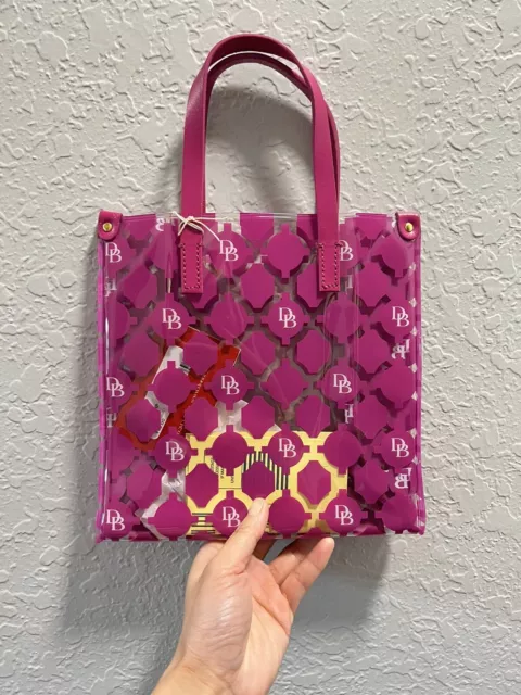 Dooney & Bourke DB Logo Clear HOT PINK Sanibel Small Lunch Tote HandBag New
