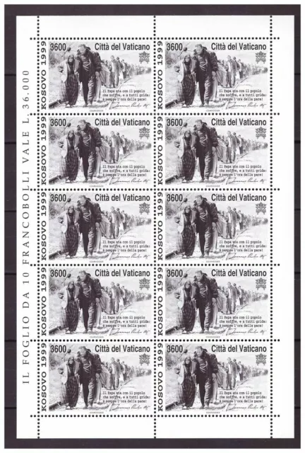 s20750) VATICANO 1999 MNH** Nuovi** Kosovo 1v Foglio NON PIEGATO