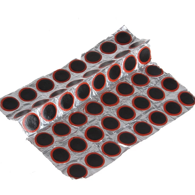 48pcs Gomma Toppe Bicicletta Pneumatico Interno Tubo Riparazione Forature Kit