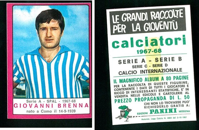 FIGURINA CALCIATORI PANINI 1967/68 Rec/Removed - Bruells - Brescia EUR 1,00 - FR