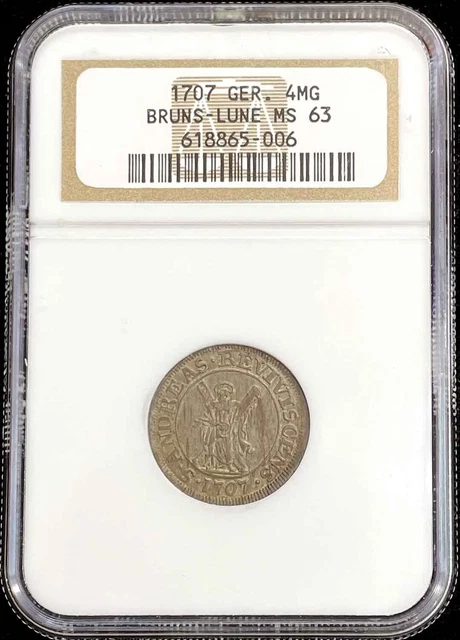 1707 Hb Silver Brunswick Luneburg Cal Germany 4 Mariengroschen Ludwig Ngc Ms 63