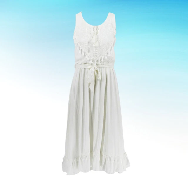 Abito da donna per l'estate maxi abito bianco abito per il tempo libero signorina