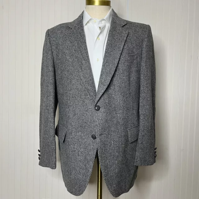 Kuppenheimer Tweed Sport Coat Mens Gray Herringbone Wool 42R