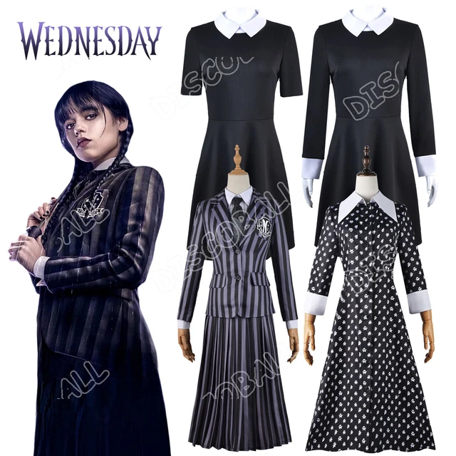 Wednesday Addams Cosplay Costume Dress Addams Family Halloween School Uniform US