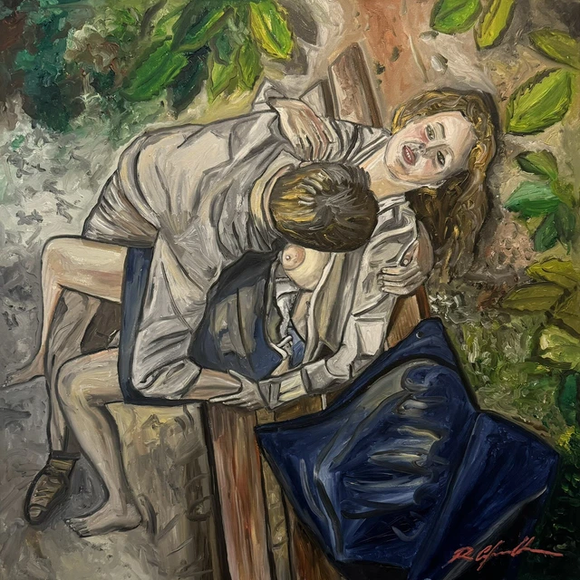 Tableau Toile 'Stromboli In Eruzione' De Guttuso - Reproduction 70x50 Cm, Made In Italy