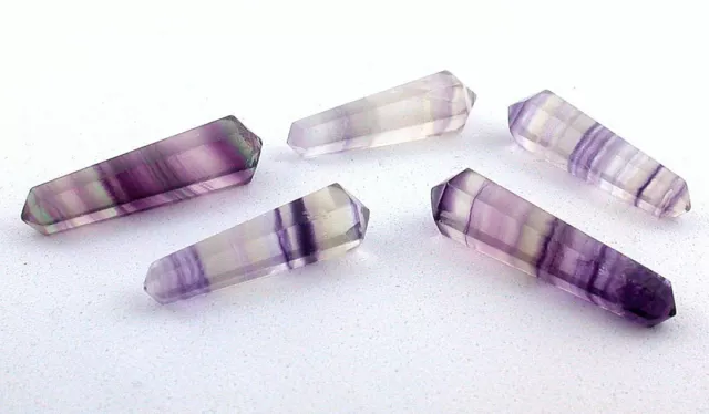 One 1 1/10 To 1 1/3 Inch Natural Banded Purple Fluorite Crystal Point EBS8972