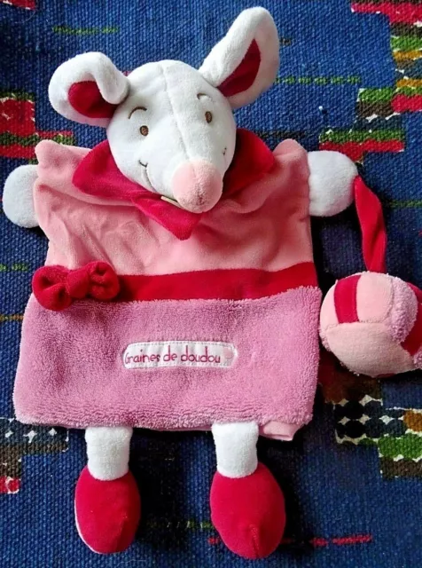 Ip/ Doudou Et Compagnie Marionnette Graines De Doudou Souris Rose Blanc  Ttbe