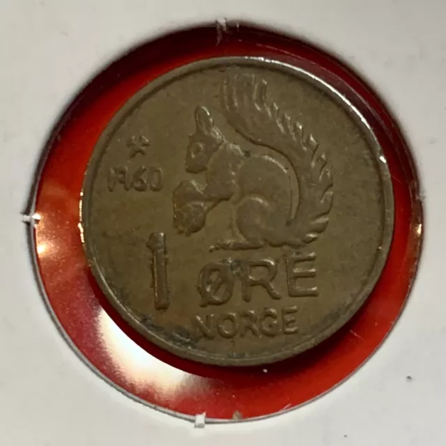 Norway 1 Ore 1960 Squirrel Animal Coin