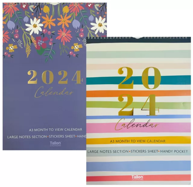 2024 LARGE A3 Family Organiser Planner Calendar Month To View Stickers