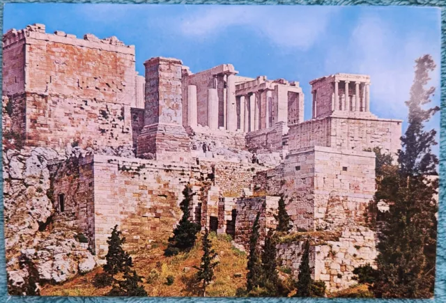 The Propylaea Of The Acropoli Athens Greece 1960's Vintage Unused Postcard