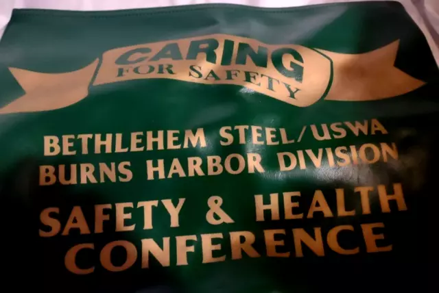 Bethlehem Steel Burns Harbor Green Pouch Zippered Bag Safety & Health Conference 2