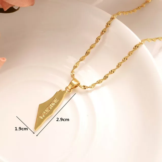 Palestine Gold map Necklace , Pendant & 50cm Chain 💖