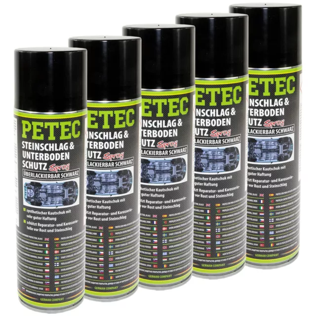 5x PETEC 500 ML Impact de Pierres & Protection Anti-encastrement Spray Noir