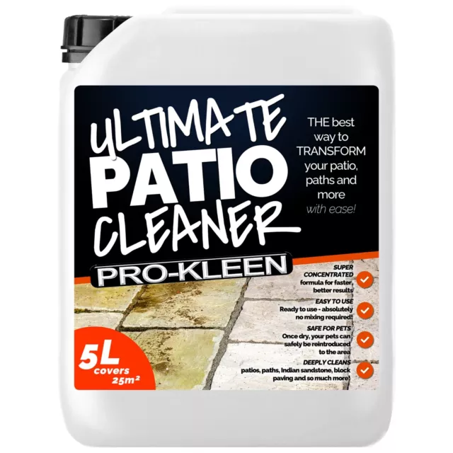 ProKleen Ultimate Patio Cleaner Black Spot Remover Lichen Drives Slabs 5L