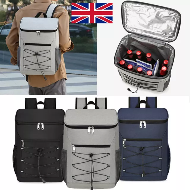 UK Large Insulated Cooler Backpack Camping Hiking Cool Picnic Lunch Bag Rucksack