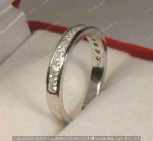 1.00 Ct Princess Cut Simulated Diamond Wedding Band Ring 14k White Gold Finish