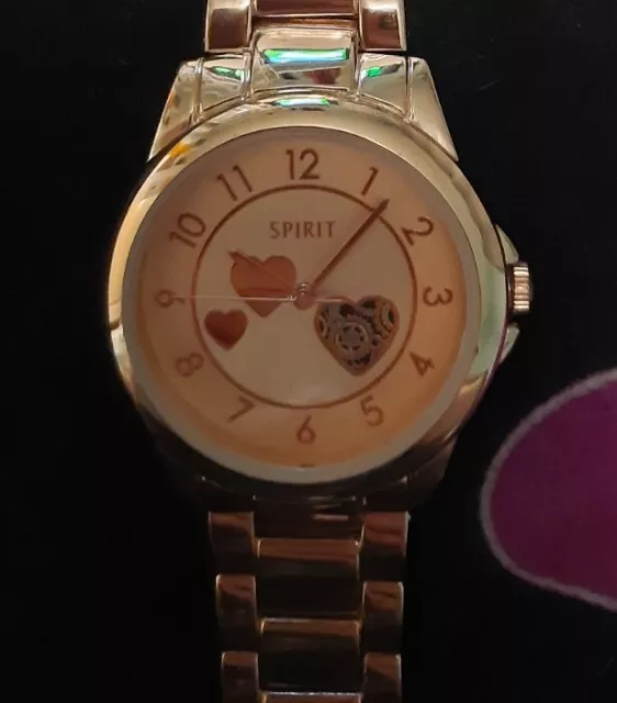 SPIRIT LUX LADIES Rose Gold Glitter Dial Bracelet Watch Designer Style Stone Set 5.99 PicClick UK