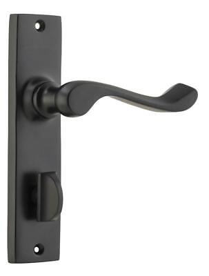 privacy set matt black fremantle lever handles backplates,150 x 35 mm 9616P
