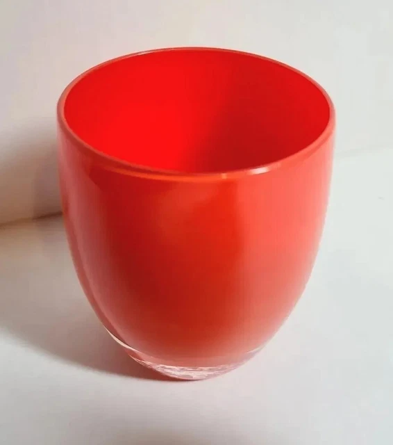 Vela de vidrio rojo Glassybaby burbuja votiva en la parte inferior marcada