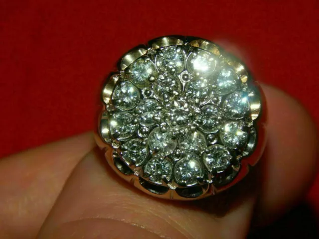 2.50 Ct Round Simulé Diamond Cluster Band Pinky Ring 14K Yellow Gold Over