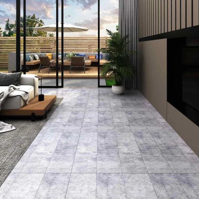 Listoni Pavimento Autoadesivi PVC 5,21m? 2mm Grigio Cemento